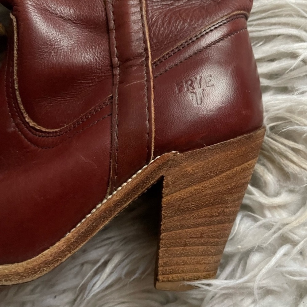 FRYE Leather Chunky Heeled Women’s 5.5 Boots - Picture 3 of 7